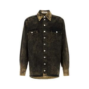 NAMACHEKO Men's Distressed Denim Shirt Men BLACK Shirts